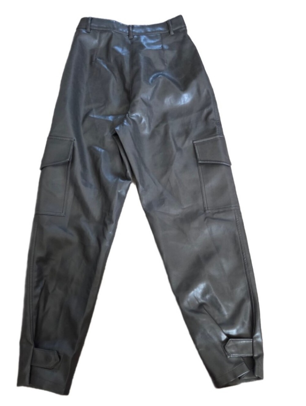 Aritzia WILFRED Gray Faux Leather Modern Cargo Pants Size 2 - Picture 3 of 8